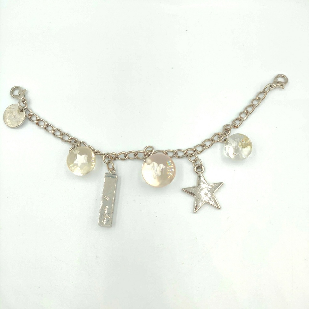 VTG AGNÈS B. Bag Charm Bracelet Rhinestones Lucite